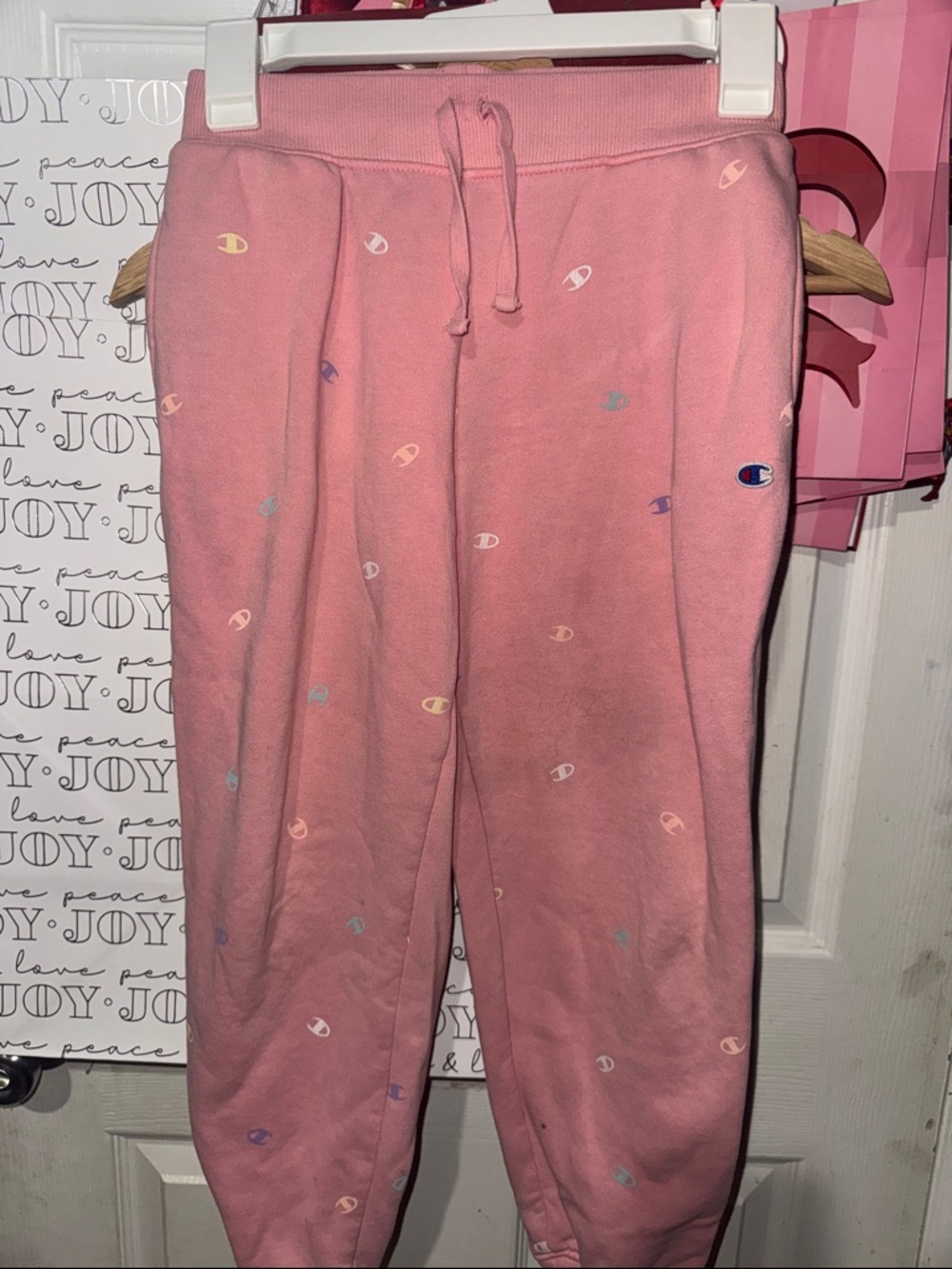 Champion Pink Joggers with Multicolor C Logos